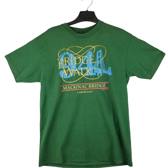 Men's Mackinac Bridge Walk 1994 T-Shirt Mackinaw Green Michigan Labor Day Large - Picture 1 of 7